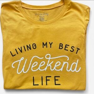 Wound Up Mustard Yellow 'Living My Best Weekend Life' Graphic Tee